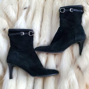 Ralph Lauren Purple Label Black Suede Booties 9.5 B
